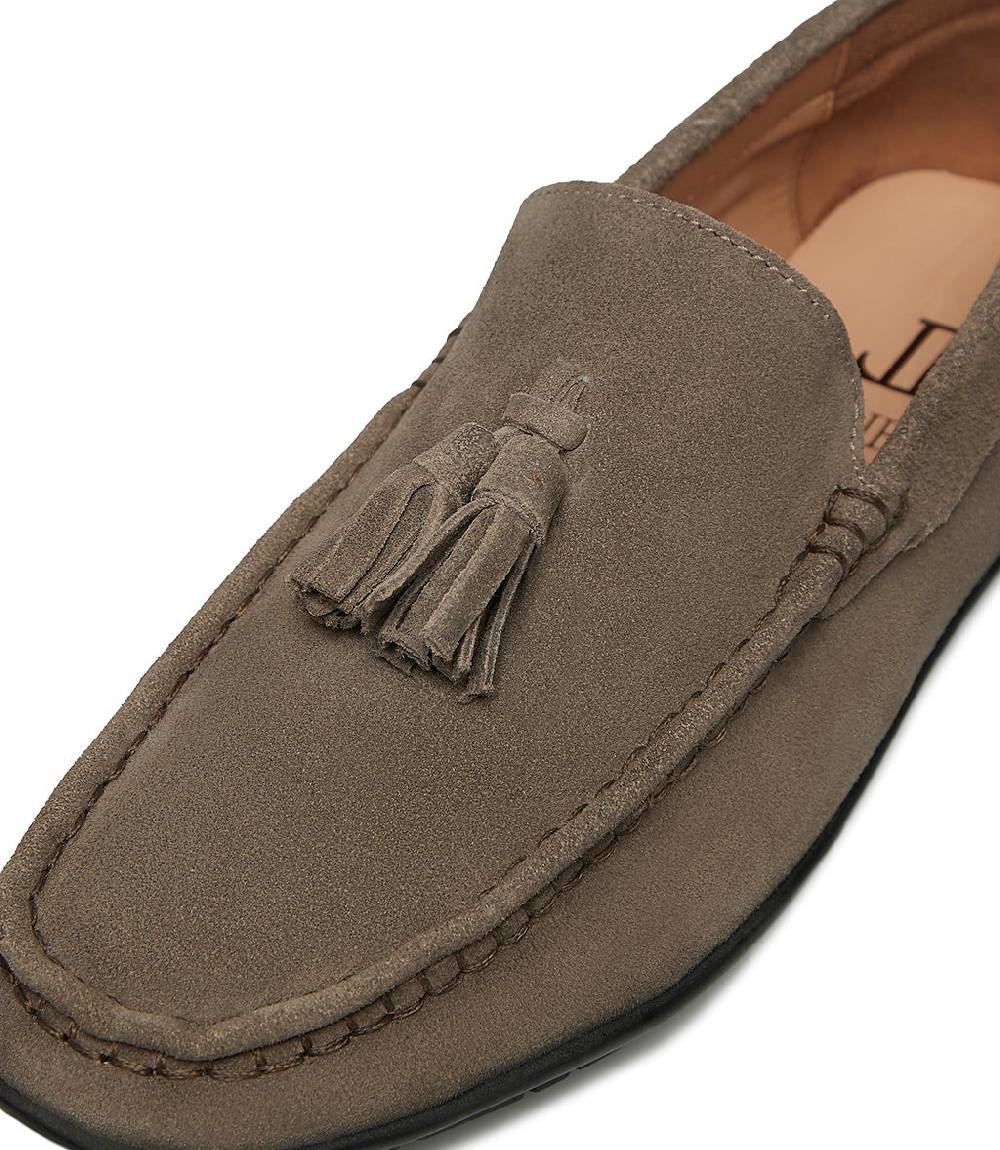 Loriblu Mocassino in camoscio taupe con nappine Spedizione Gratuita