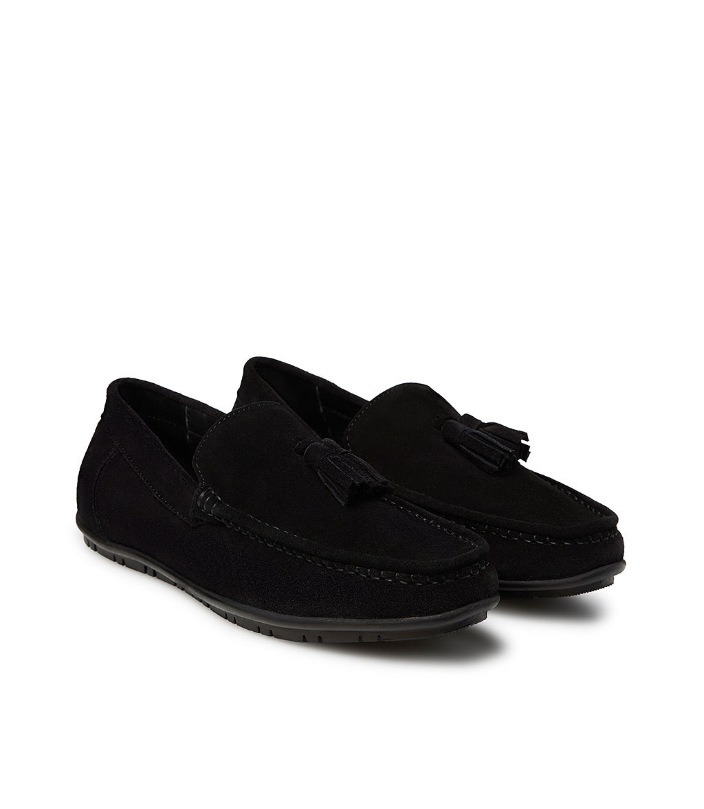 Loriblu Mocassino in camoscio nero con nappine Pezzi Unici