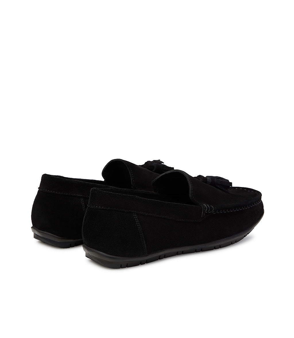 Loriblu Mocassino in camoscio nero con nappine Pezzi Unici