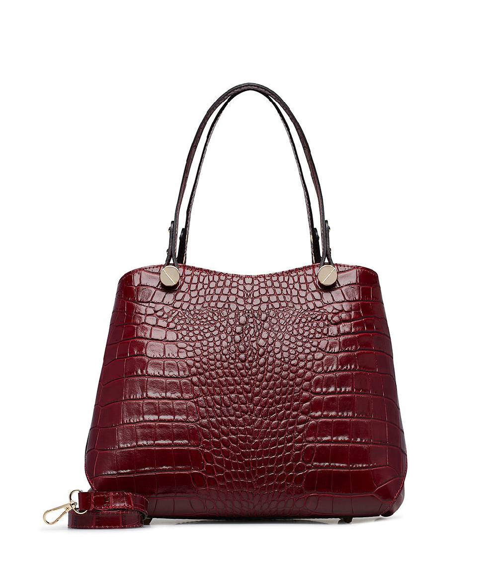 Loriblu Borsa tote bordeaux in pelle stampa cocco Shopping Online
