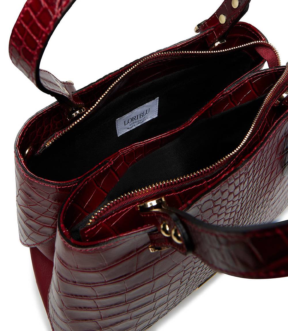 Loriblu Borsa tote bordeaux in pelle stampa cocco Shopping Online