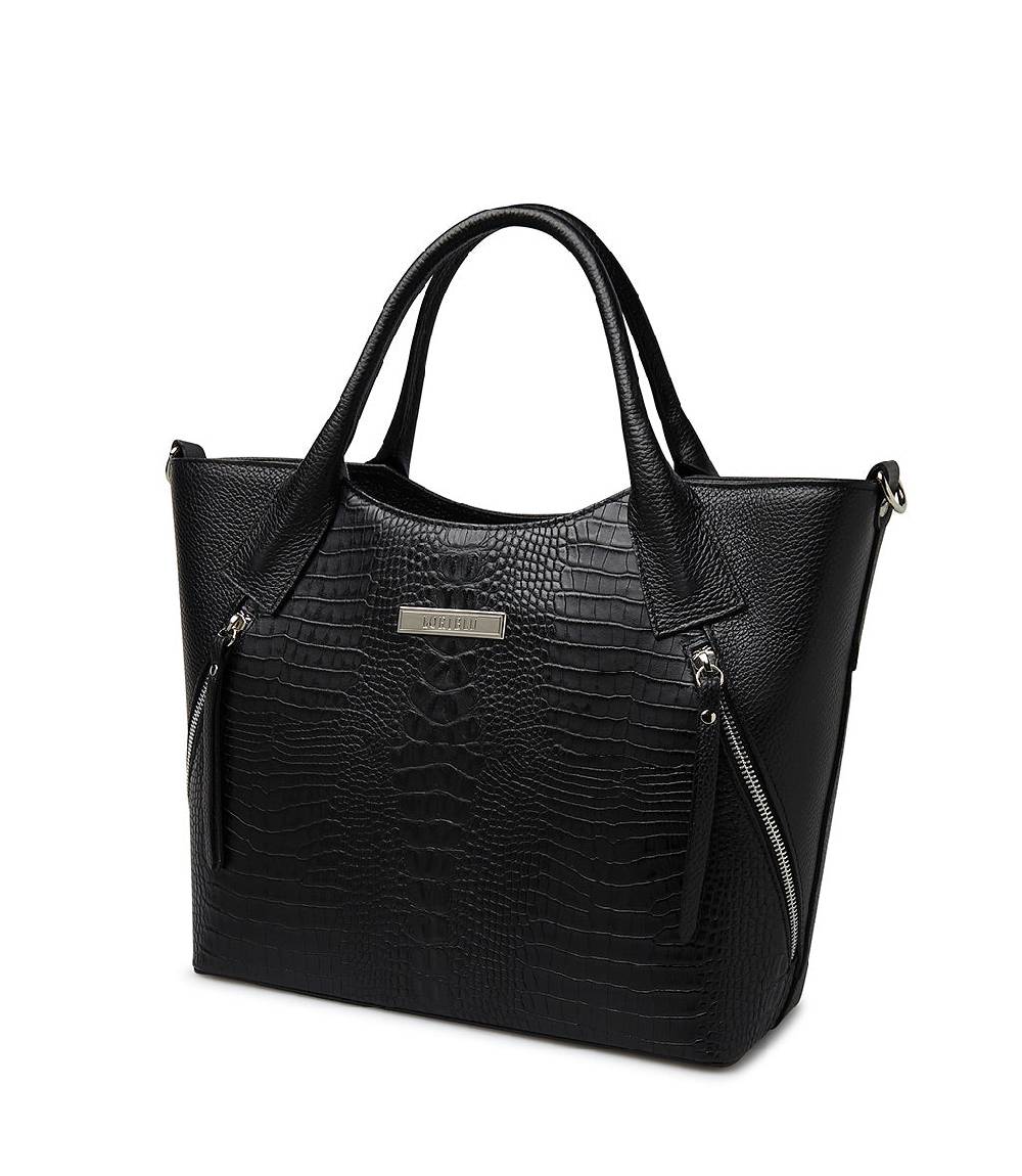 Loriblu Borsa tote nera in pelle stampata Convenienza