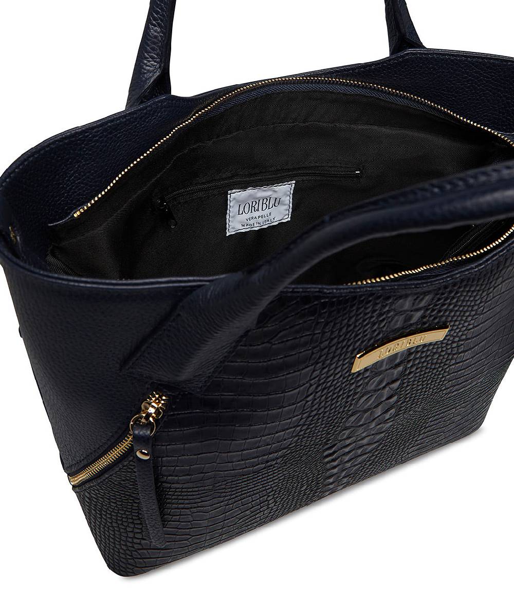 Loriblu Borsa tote blu notte in pelle stampata Novità