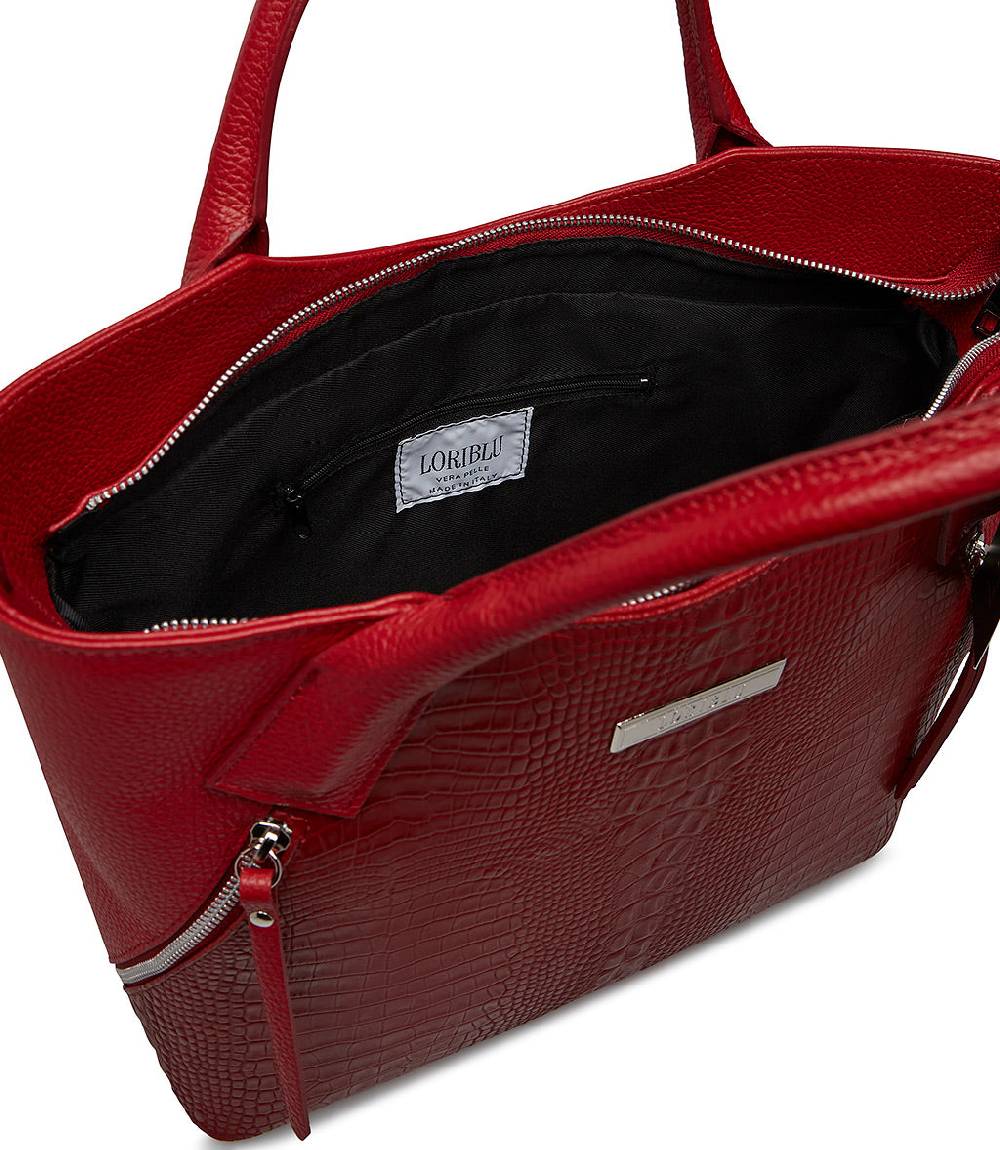 Loriblu Borsa tote bordeaux in pelle stampata Presa