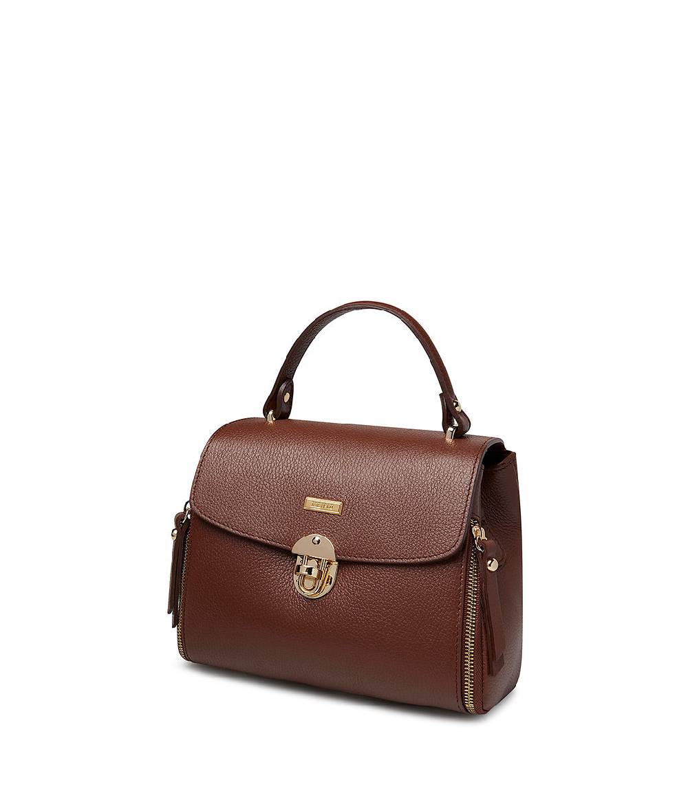 Loriblu Borsa a mano marrone bruciato in pelle martellata Online