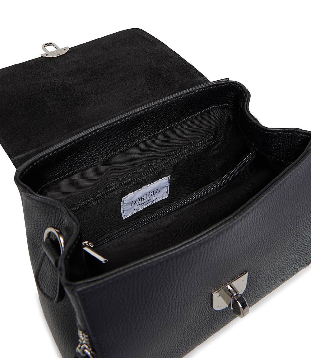 Loriblu Borsa a mano nera in pelle martellata Outlet