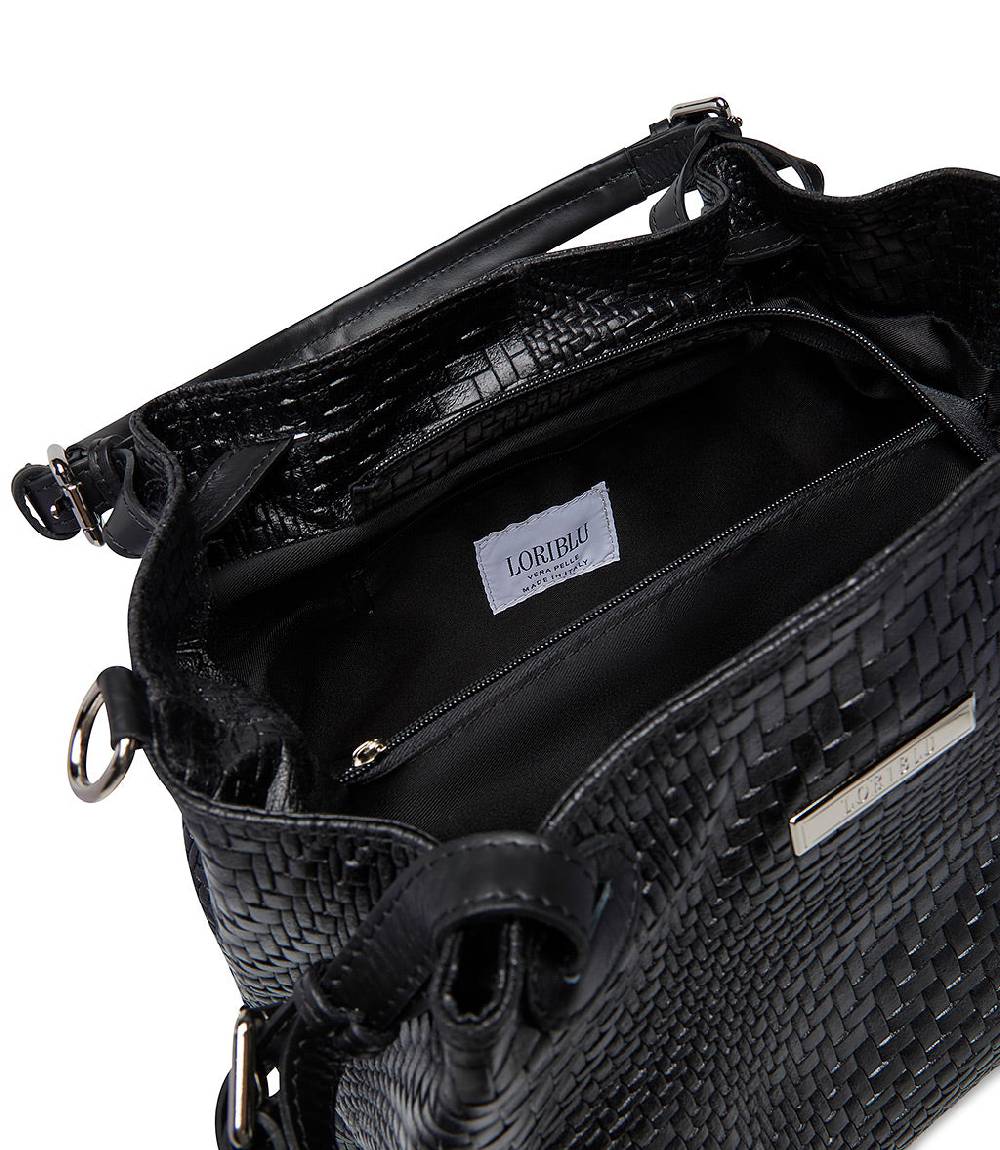 Loriblu Borsa tote in pelle intrecciata nera In Vendita