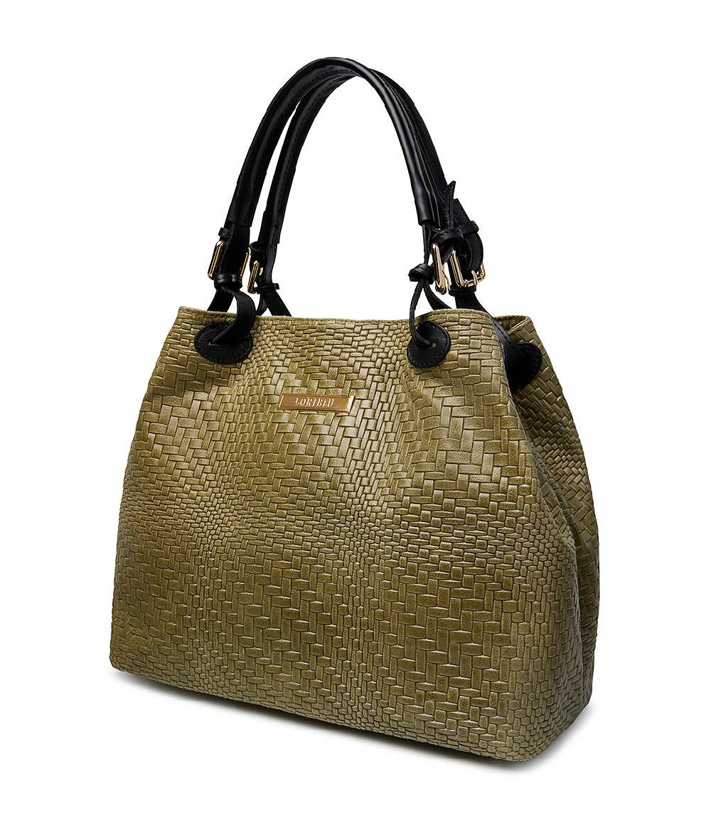 Loriblu Borsa tote in pelle intrecciata verdone Saldi