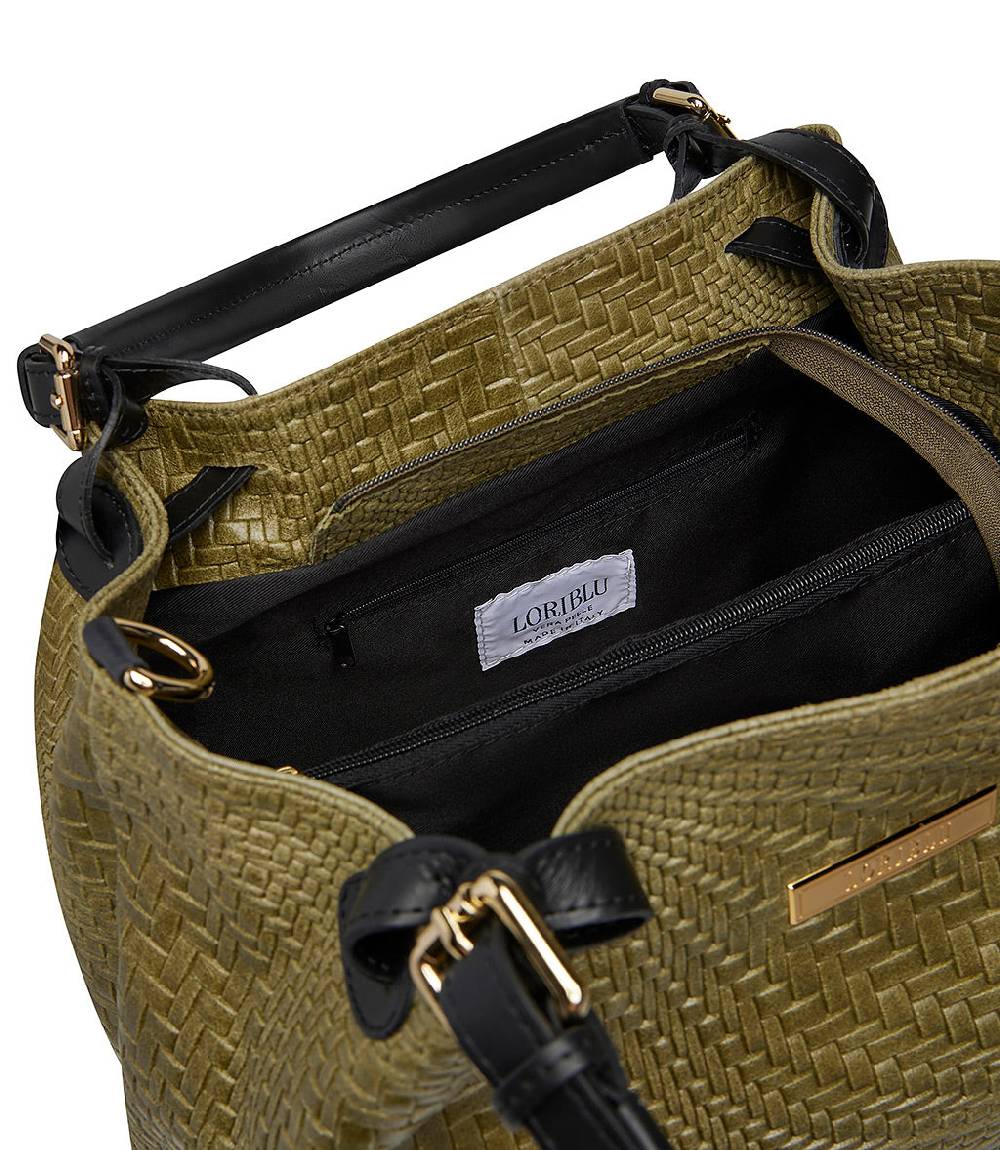 Loriblu Borsa tote in pelle intrecciata verdone Saldi