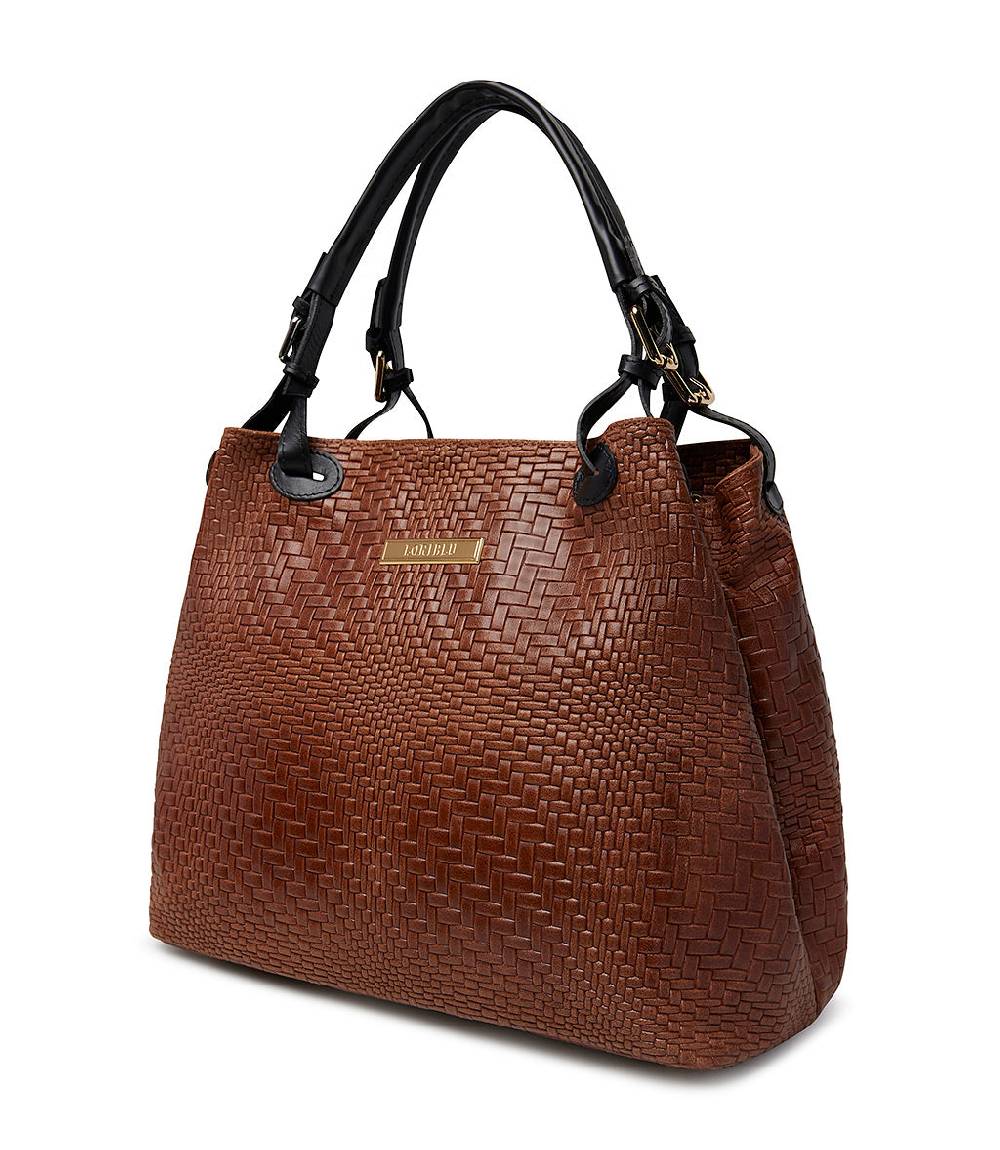 Loriblu Borsa tote in pelle intrecciata marrone Offerte