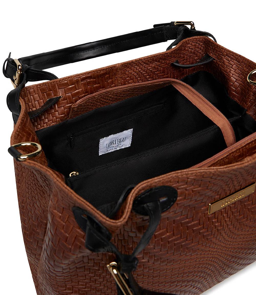 Loriblu Borsa tote in pelle intrecciata marrone Offerte