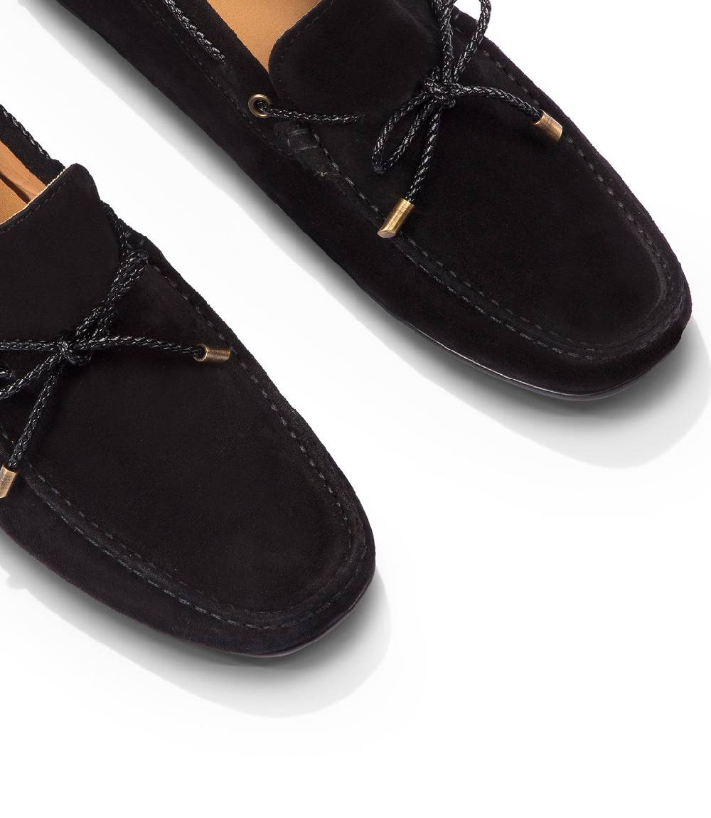 Loriblu Mocassini da barca in camoscio nero Nuovo