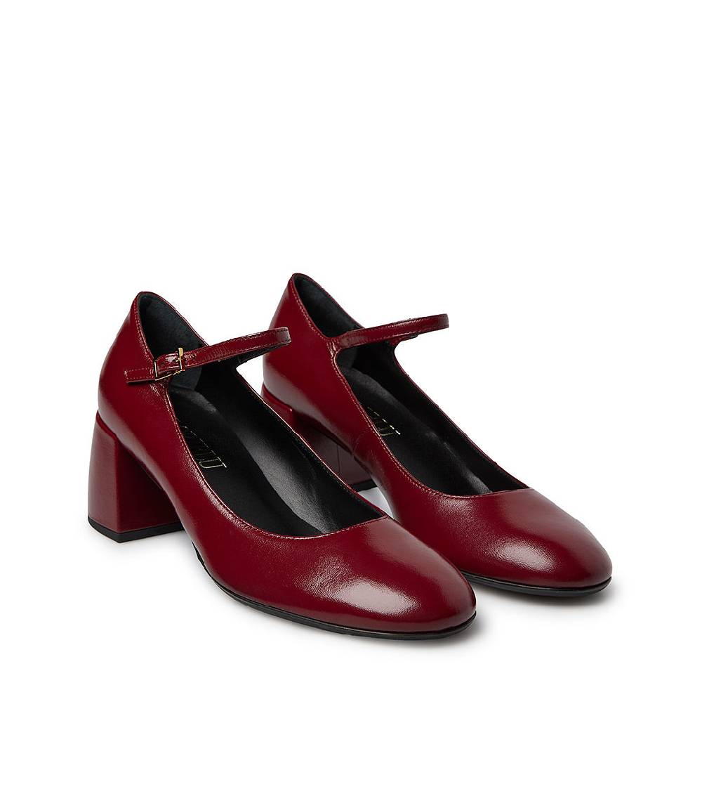 Loriblu Décolleté Mary Jane in pelle lucida bordeaux con cinturino Promozione