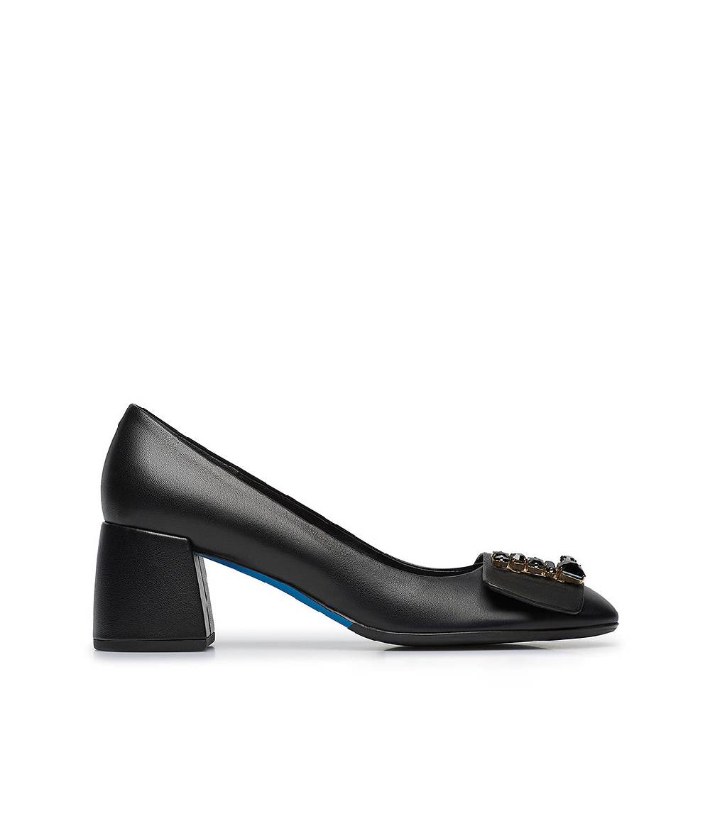 Loriblu Décolleté nappa nero con Logo Signature cristalli Spedizione Gratuita