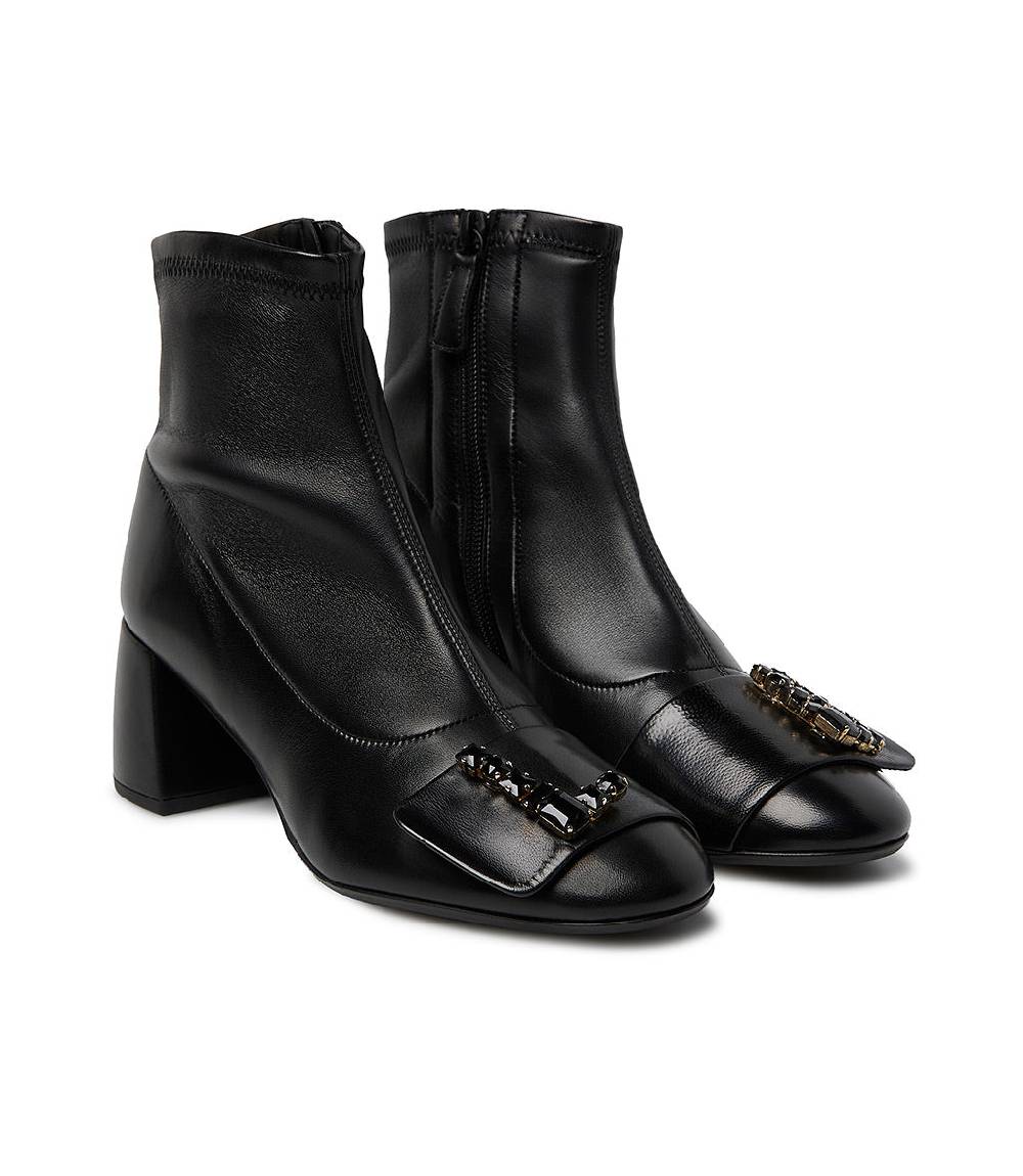 Loriblu Stivaletto in nappa nero con Logo Signature cristalli Promozione Limitata