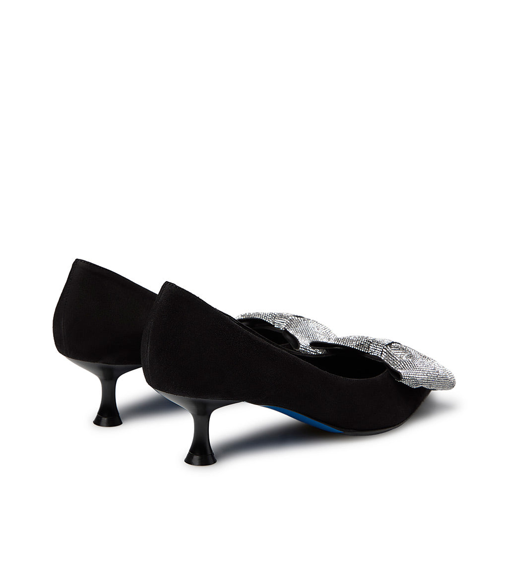 Loriblu Décolleté in camoscio nero con fiocco micro cristalli Fino Al -60%