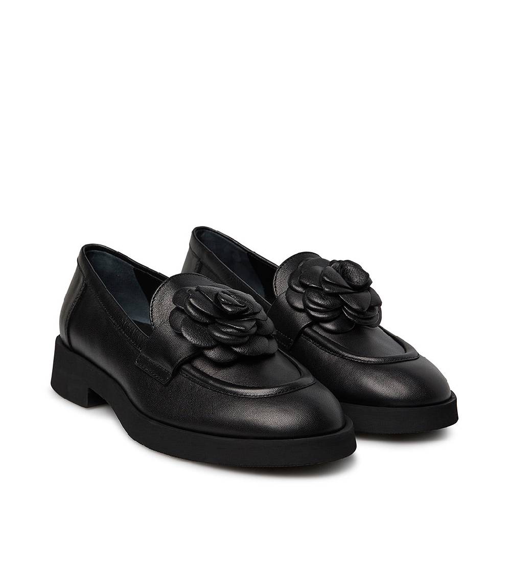 Loriblu Mocassino in nappa nero con fiore Offerta