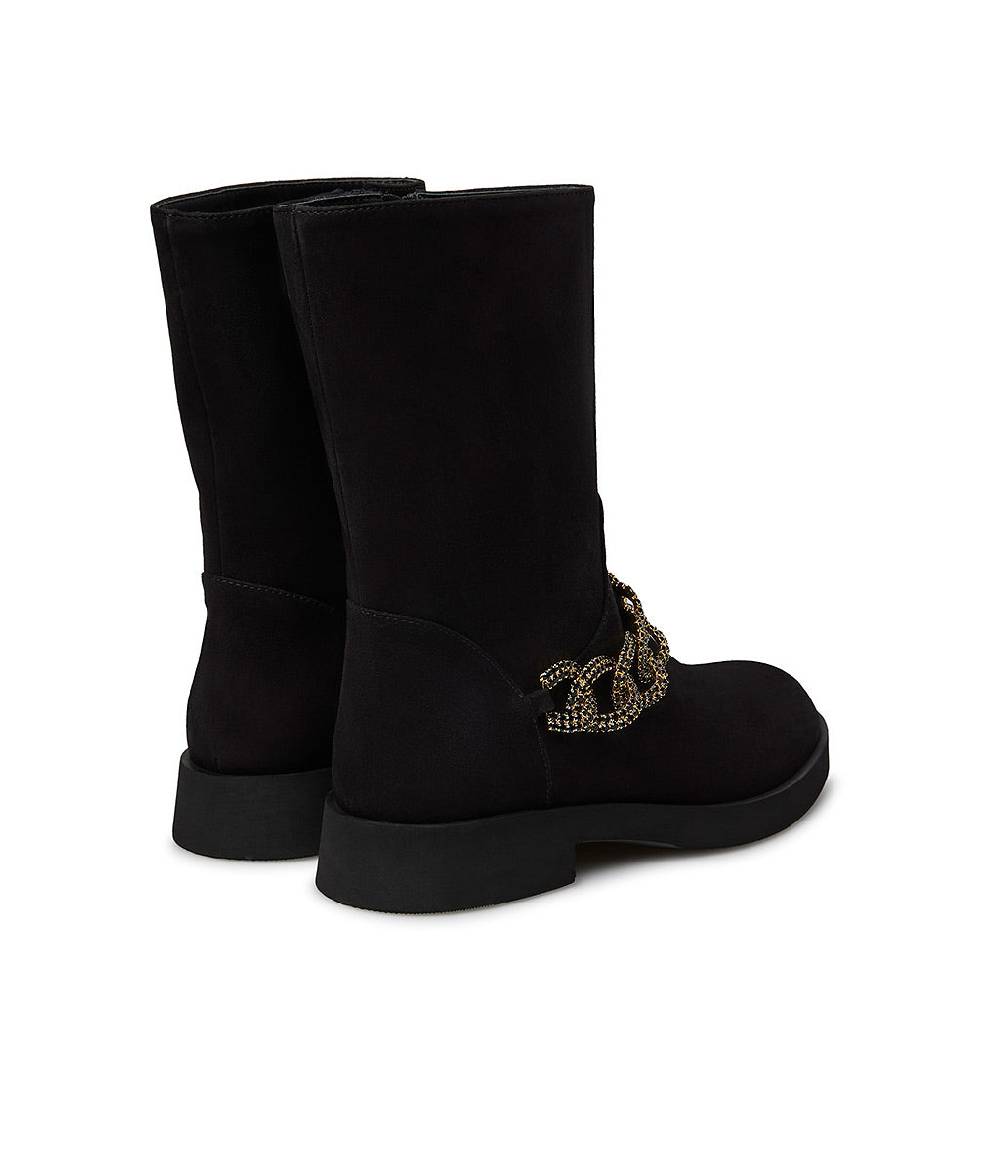 Loriblu Stivaletto in camoscio nero con catena gioiello Outlet