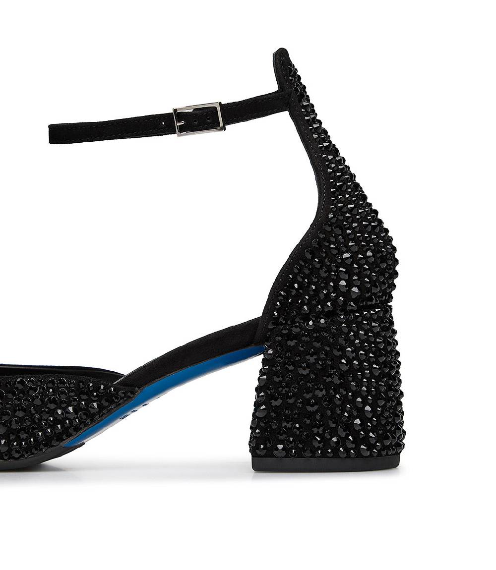 Loriblu Décolleté Mary Jane in camoscio nero con cristalli all-over Saldi