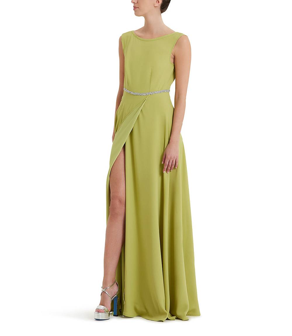 Loriblu Abito verde acido lungo con cristalli Italia