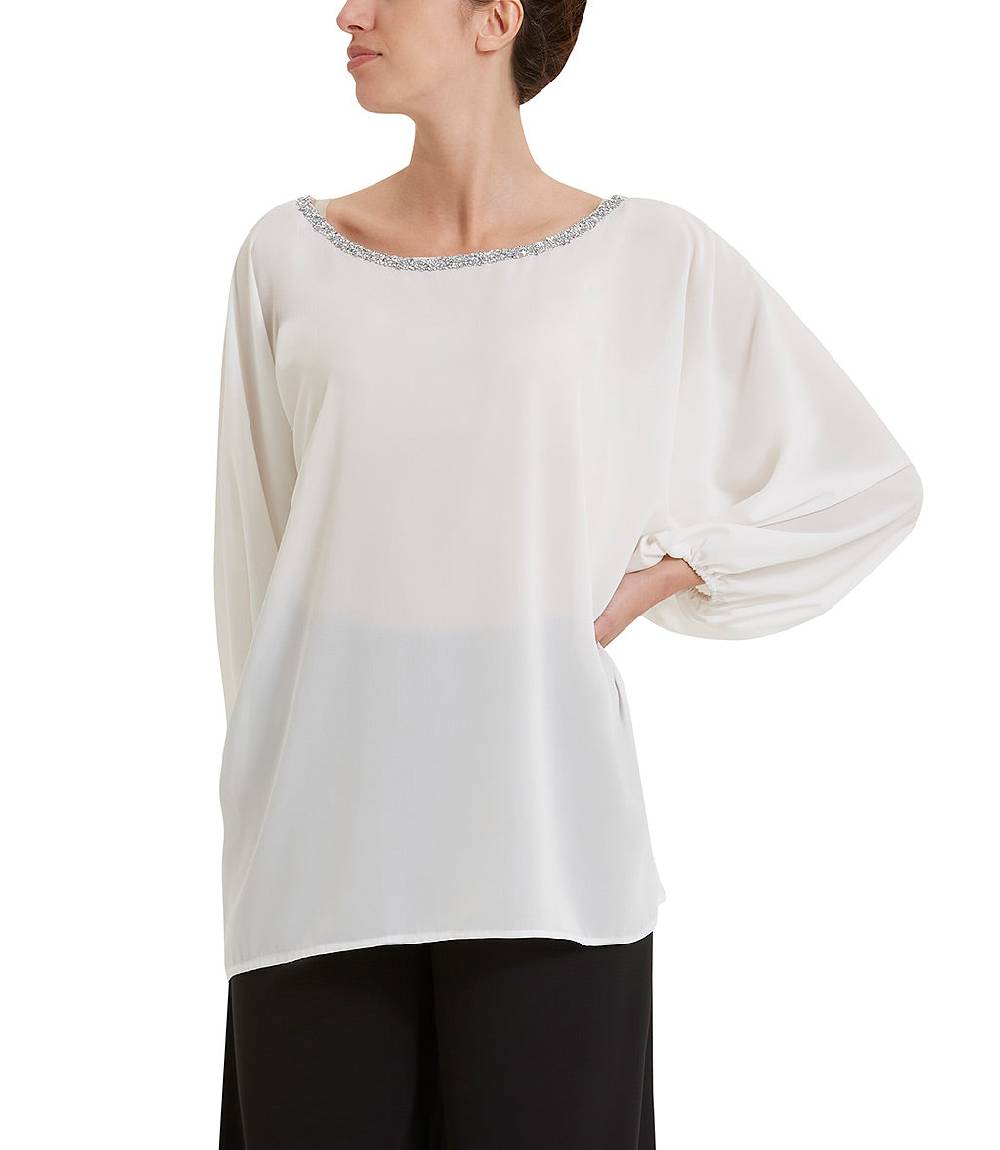 Loriblu Blusa georgette bianca Soddisfazione Garantita