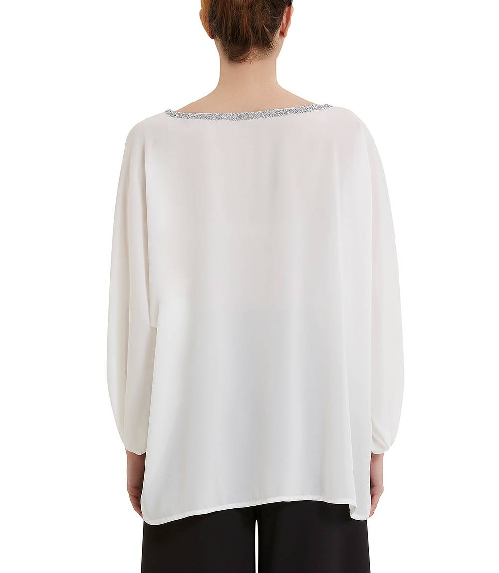 Loriblu Blusa georgette bianca Soddisfazione Garantita
