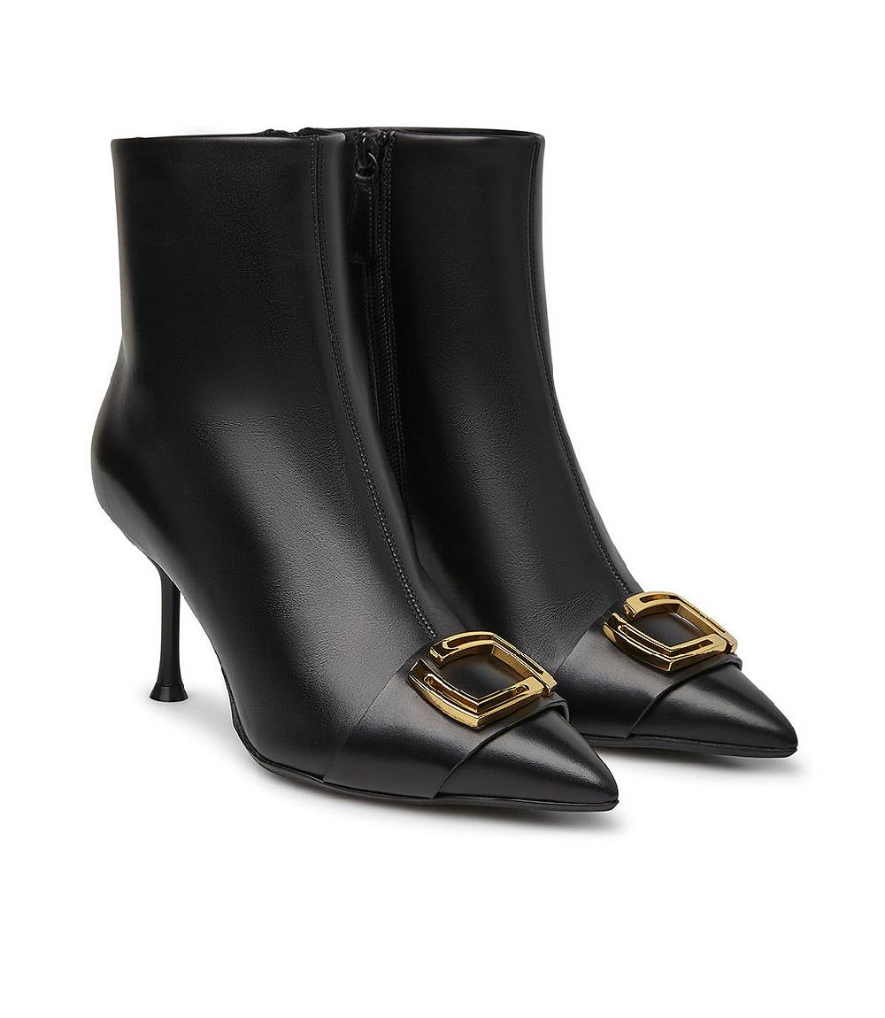 Loriblu Stivaletti in pelle nera con placca-logo Black Friday Prezzi