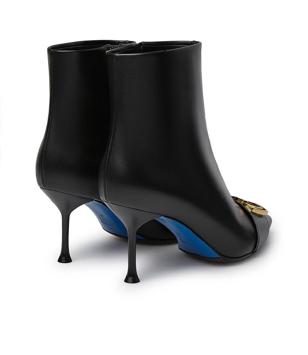Loriblu Stivaletti in pelle nera con placca-logo Black Friday Prezzi