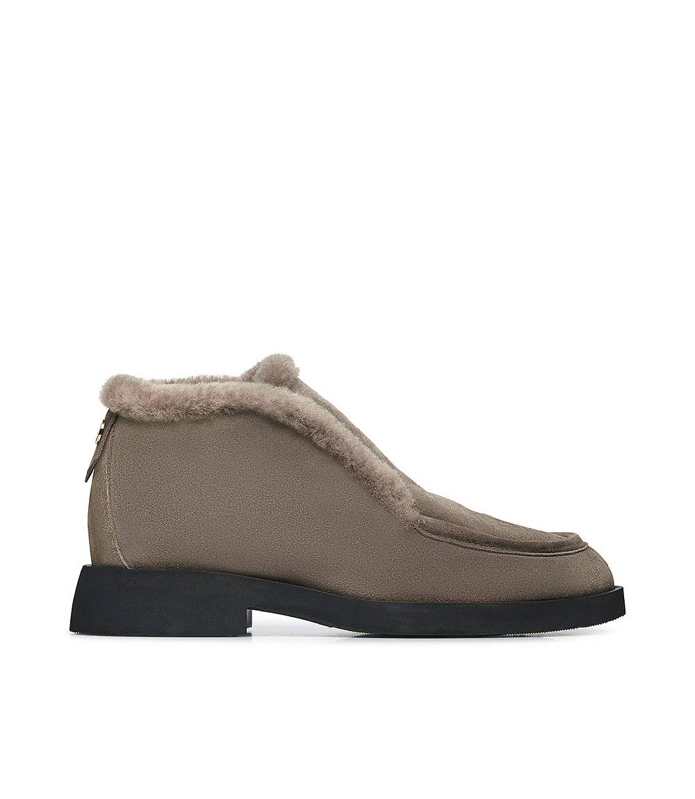 Loriblu Mocassini in camoscio e pelliccia fango Offerte