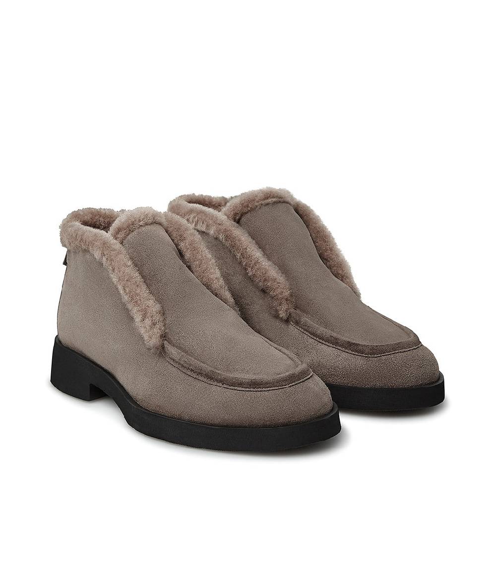 Loriblu Mocassini in camoscio e pelliccia fango Offerte