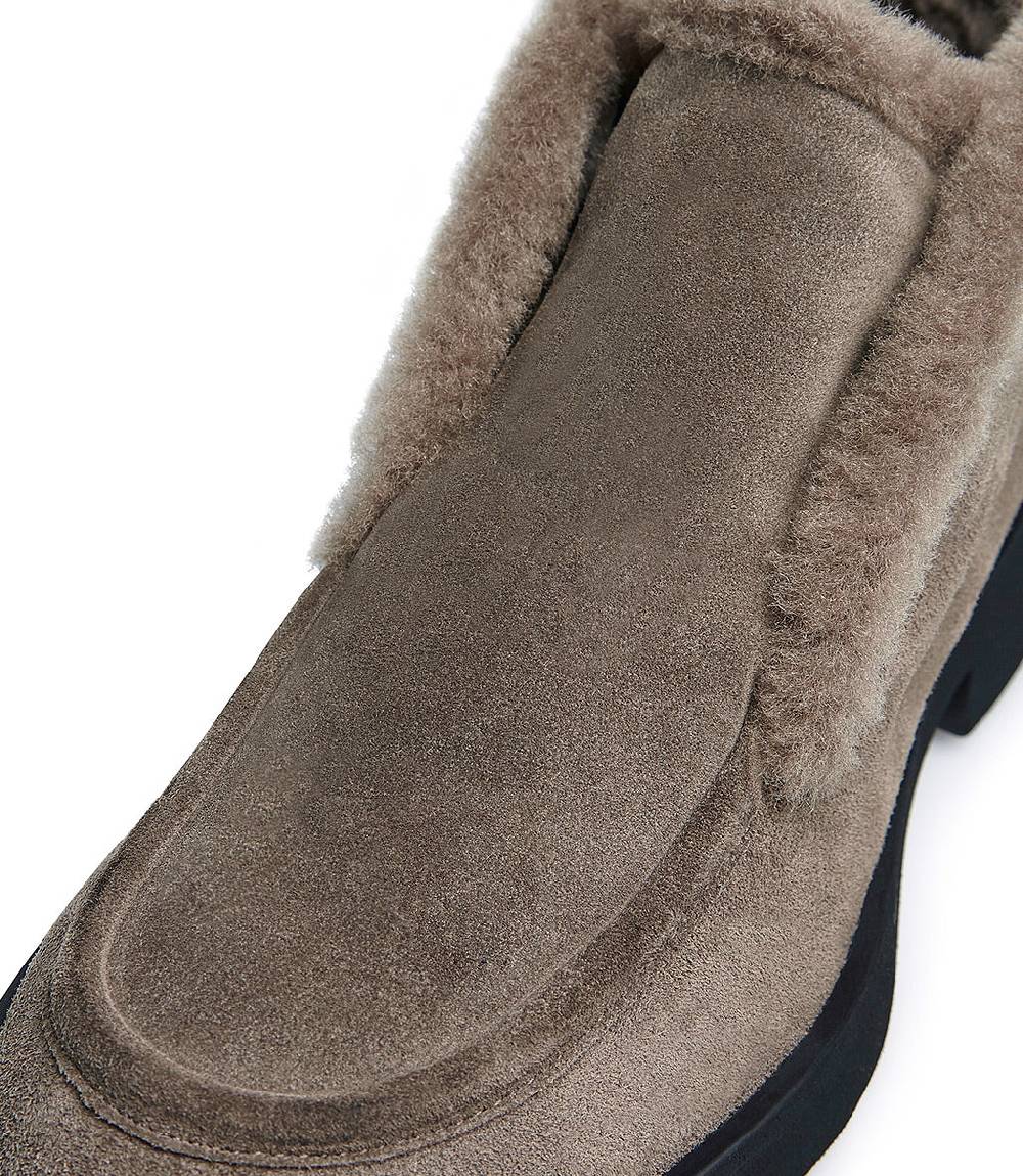 Loriblu Mocassini in camoscio e pelliccia fango Offerte