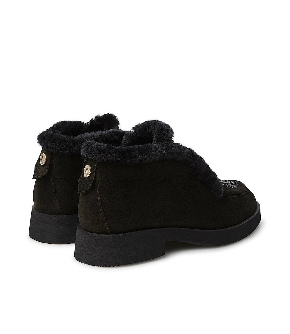 Loriblu Mocassini in pelle scamosciata e shearling nero Hotsell