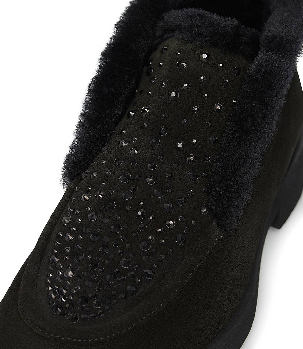Loriblu Mocassini in pelle scamosciata e shearling nero Hotsell
