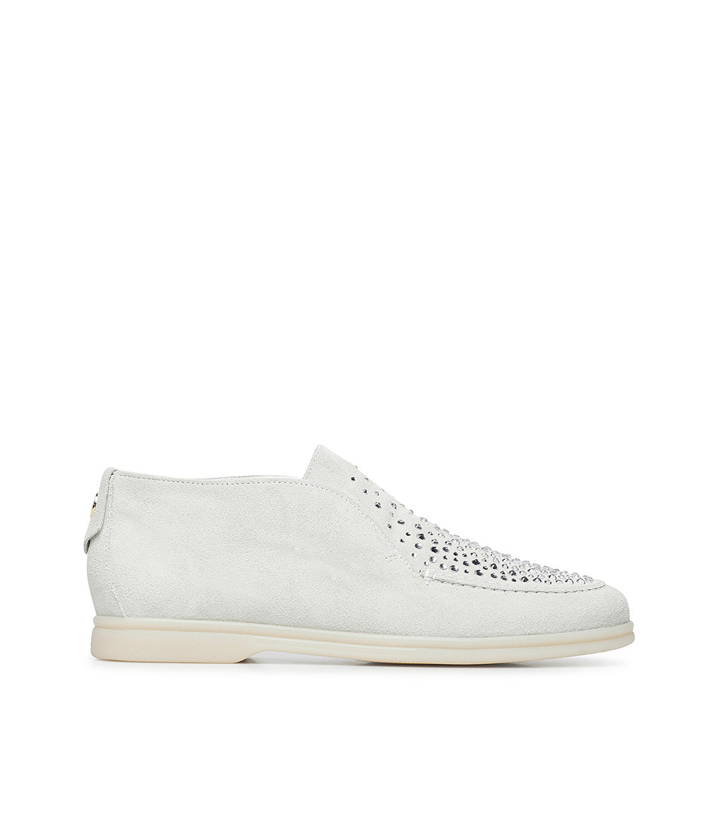 Loriblu Mocassini in pelle scamosciata bianco con cristalli 2025