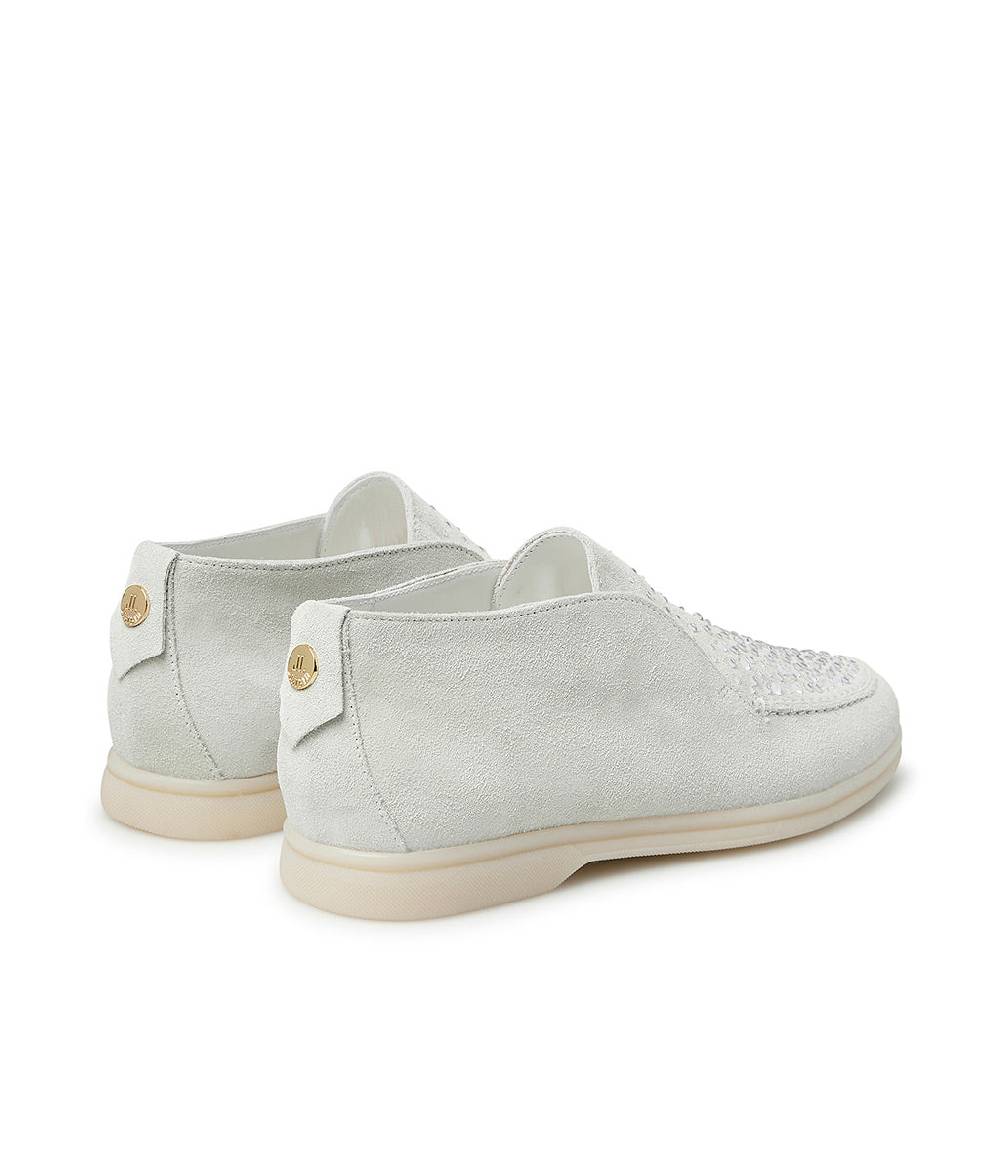 Loriblu Mocassini in pelle scamosciata bianco con cristalli 2025