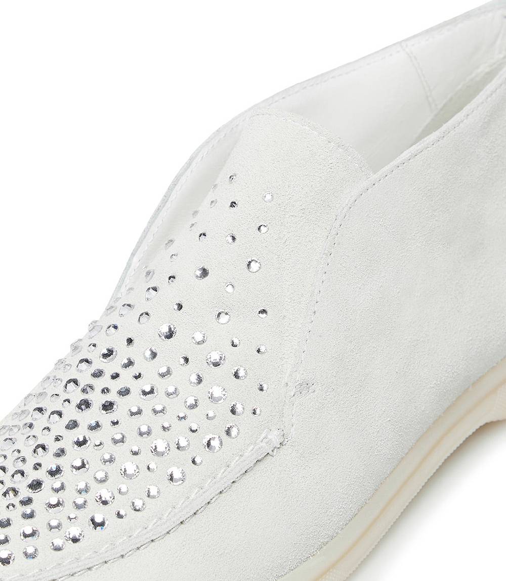 Loriblu Mocassini in pelle scamosciata bianco con cristalli 2025