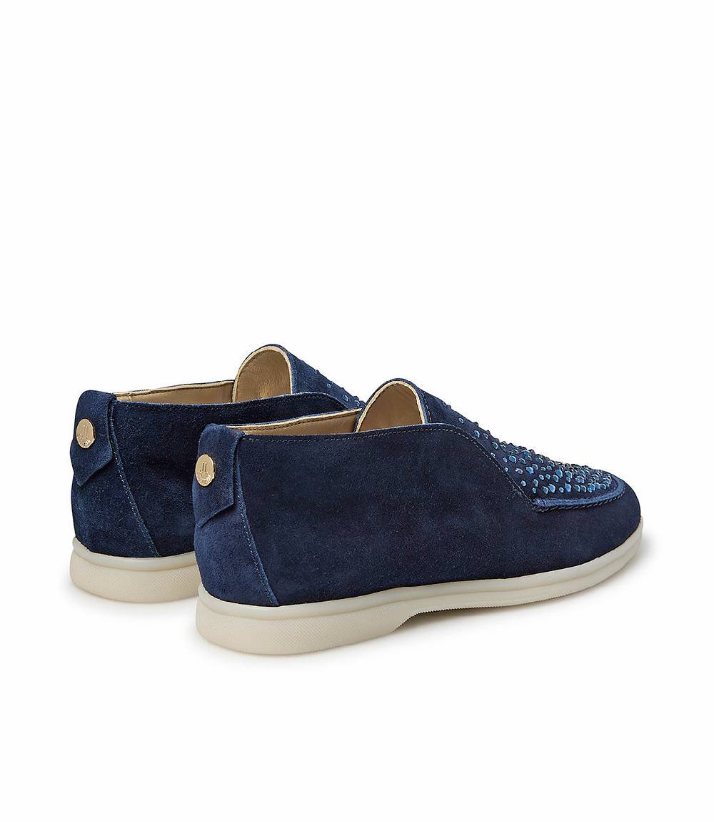 Loriblu Mocassini in pelle scamosciata blu scuro con cristalli 2025