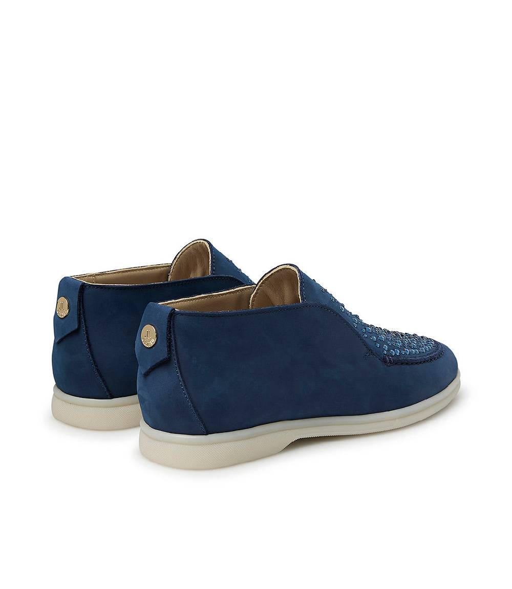 Loriblu Mocassini in pelle blu con cristalli In Linea