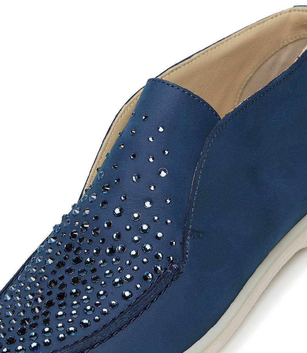 Loriblu Mocassini in pelle blu con cristalli In Linea