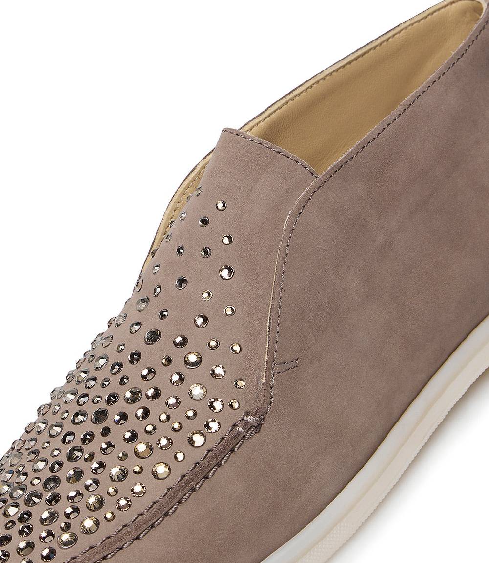 Loriblu Mocassini in pelle fango con cristalli Nuovo