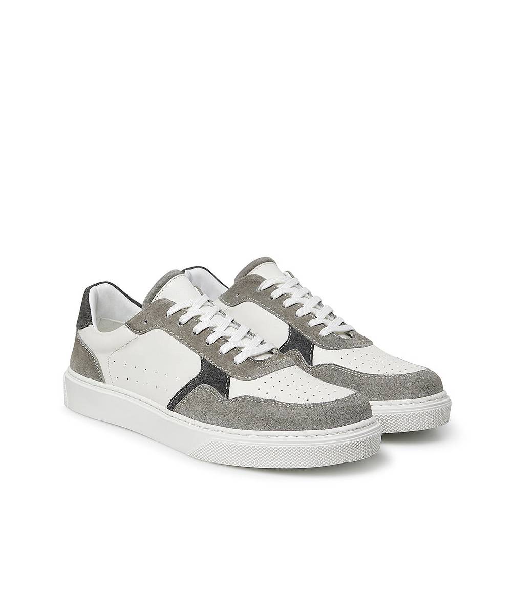 Loriblu Sneaker in pelle bianca e camoscio tortora Pezzi Unici