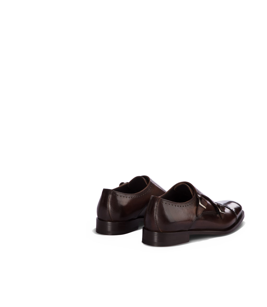 Loriblu Monk strap in pelle marrone brogue Offerta speciale