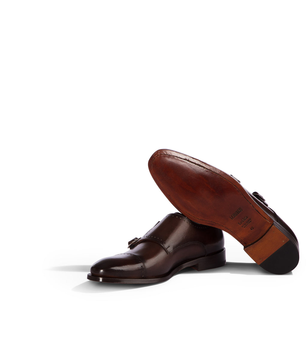 Loriblu Monk strap in pelle marrone brogue Offerta speciale