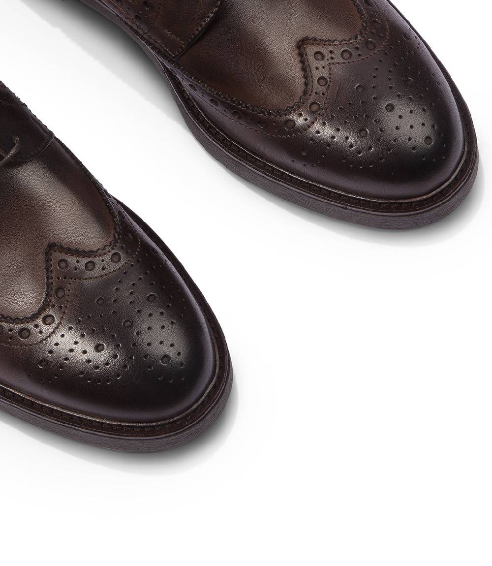 Loriblu Derby in pelle brogue marrone Vendite stagionali