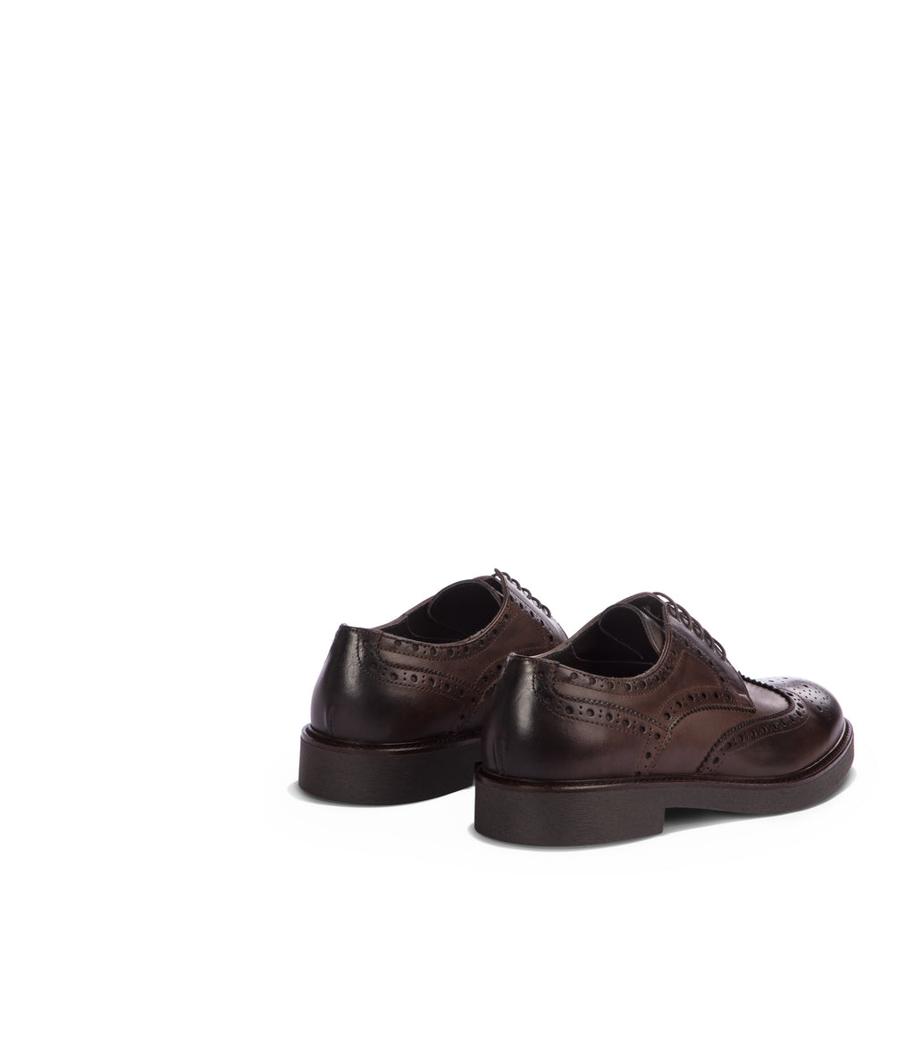 Loriblu Derby in pelle brogue marrone Vendite stagionali