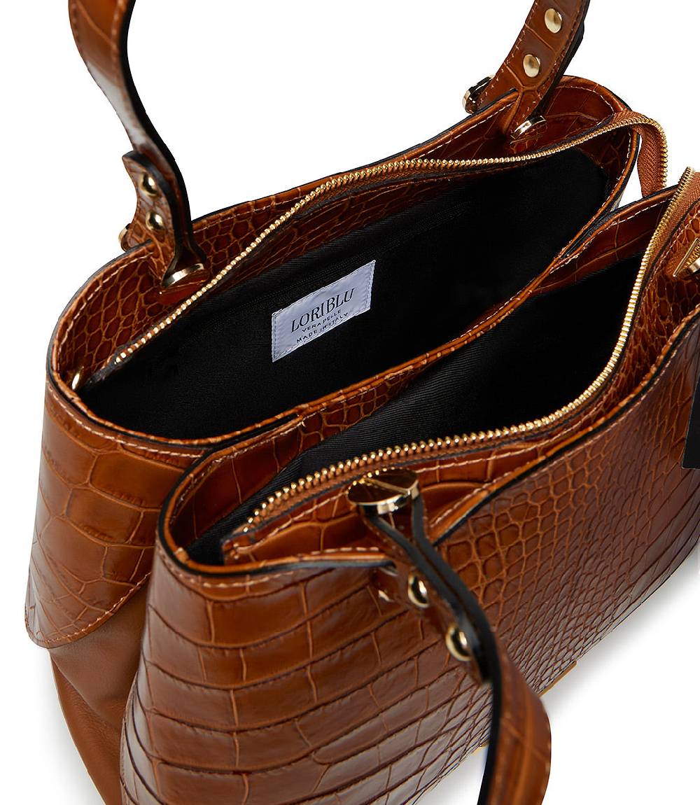 Loriblu Borsa tote cuoio in pelle stampa cocco Latest fashion