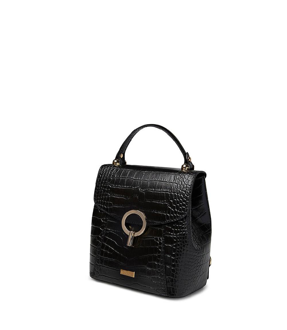 Loriblu Borsa a mano nera in pelle stampa cocco Online Outlet