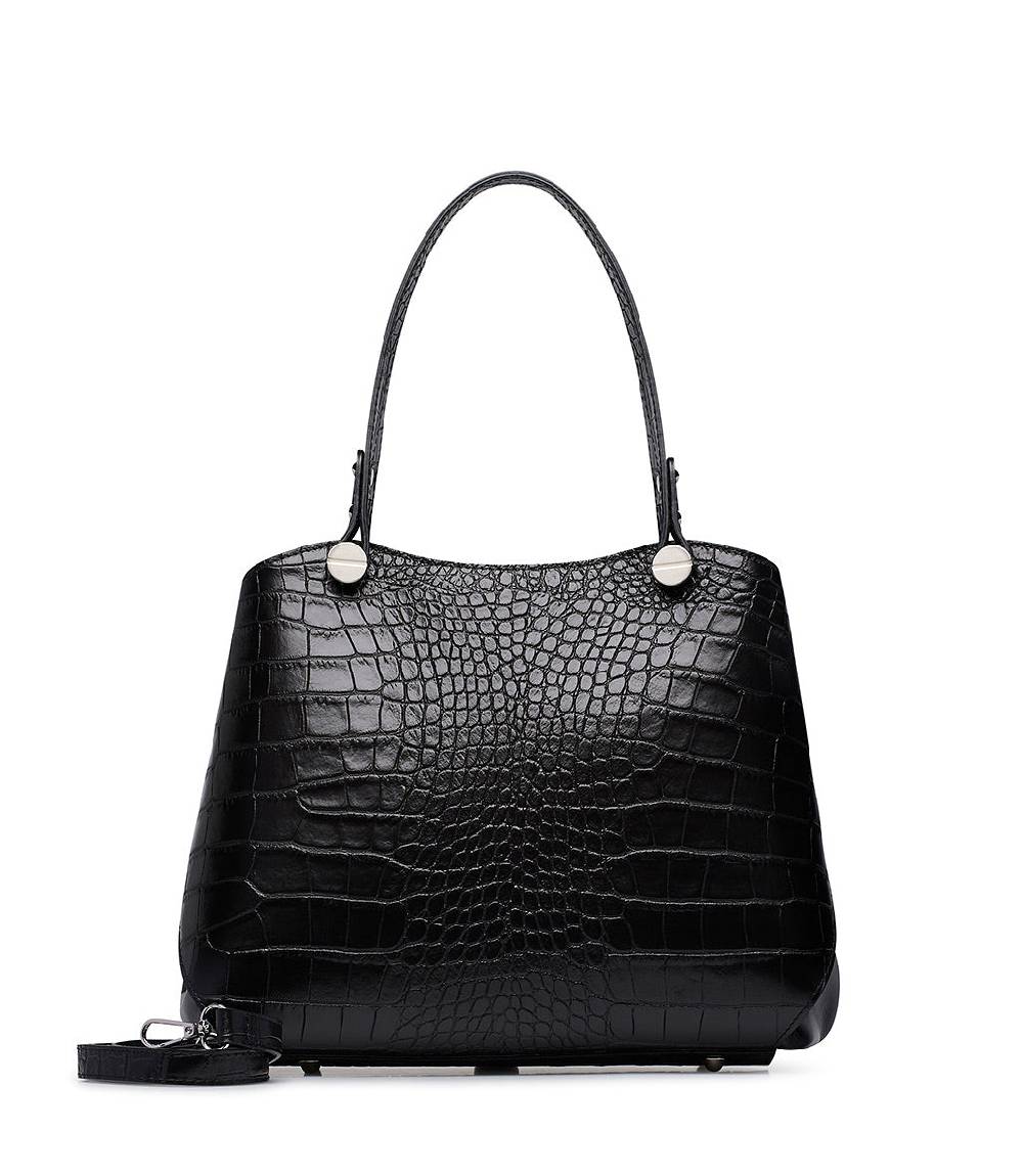 Loriblu Borsa nera in pelle stampa cocco Offerta temporanea