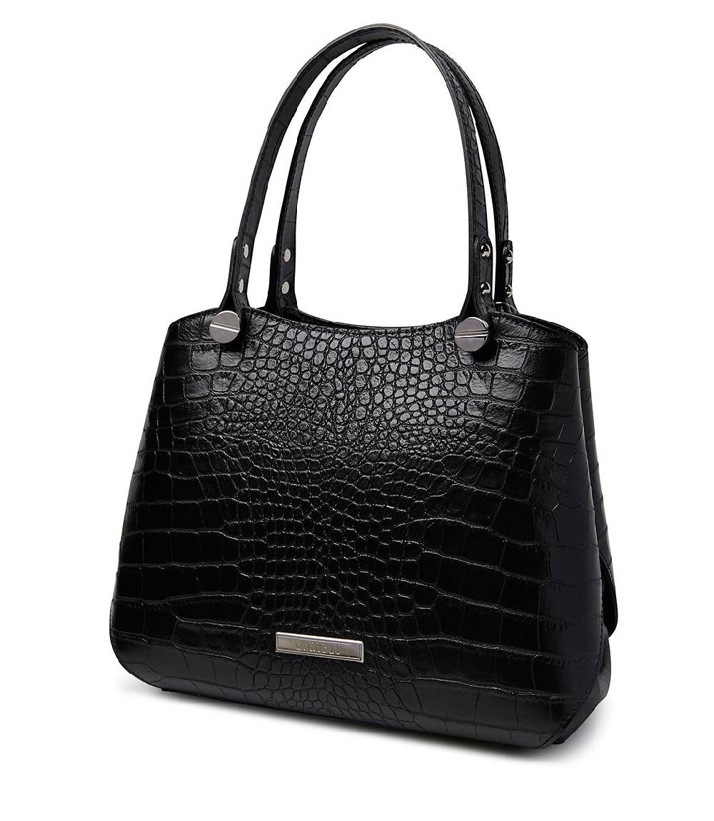 Loriblu Borsa nera in pelle stampa cocco Offerta temporanea