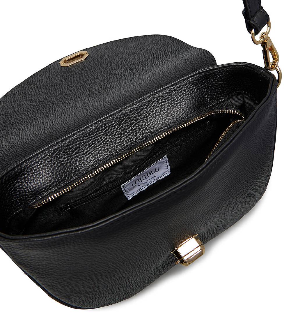 Loriblu Borsa a tracolla in pelle nera testurizzata Offerte esclusive
